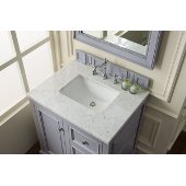  De Soto 30'' Single Bathroom Vanity, Silver Gray with 3 cm Carrara Marble Top and Satin Nickel Hardware - 31-1/4''W x 23-1/2''D x 36-1/4''H