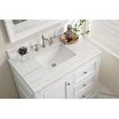  De Soto 36'' Single Bathroom Vanity, Bright White with 3 cm Arctic Fall Solid Surface Top and Satin Nickel Hardware - 37-1/4''W x 23-1/2''D x 36-1/4''H