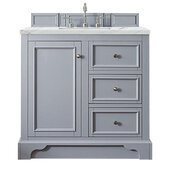  De Soto 36'' Single Vanity in Silver Gray, with 3cm (1-3/8'') Thick Ethereal Noctis Quartz Top and Rectangle Undermount Sink
