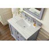  De Soto 36'' Single Bathroom Vanity, Silver Gray with 3 cm Arctic Fall Solid Surface Top and Satin Nickel Hardware - 37-1/4''W x 23-1/2''D x 36-1/4''H