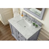  De Soto 36'' Single Bathroom Vanity, Silver Gray with 3 cm Carrara Marble Top and Satin Nickel Hardware - 37-1/4''W x 23-1/2''D x 36-1/4''H