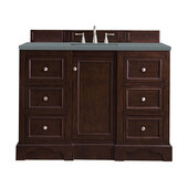  De Soto 48'' Single Vanity in Burnished Mahogany with 3cm (1-3/8'') Thick Cala Blue Quartz Top and Rectangle Undermount Sink