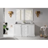  De Soto 60'' Double Bathroom Vanity, Bright White and Satin Nickel Hardware - 61-1/4''W x 23-1/2''D x 35''H