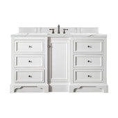  De Soto 60'' Single Vanity in Bright White with 3cm (1-3/8'') Thick Ethereal Noctis Quartz Top and Rectangle Undermount Sink