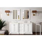  De Soto 72'' Double Bathroom Vanity, Bright White with 3 cm Eternal Marfil Quartz Top and Satin Nickel Hardware - 73-1/4''W x 23-1/2''D x 36-1/4''H
