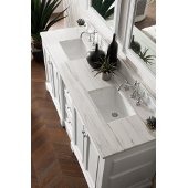  De Soto 72'' Double Bathroom Vanity, Bright White with 3 cm Arctic Fall Solid Surface Top and Satin Nickel Hardware - 73-1/4''W x 23-1/2''D x 36-1/4''H