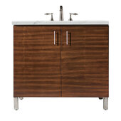  Metropolitan 36'' Single Vanity in American Walnut with 3cm (1-3/8'') Thick Ethereal Noctis Quartz Top and Rectangle Sink