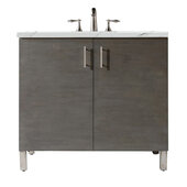  Metropolitan 36'' Single Vanity in Silver Oak with 3cm (1-3/8'') Thick Ethereal Noctis Quartz Top and Rectangle Undermount Sink
