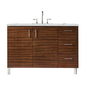  Metropolitan 48'' Single Vanity in American Walnut with 3cm (1-3/8'') Thick Ethereal Noctis Quartz Top and Rectangle Sink