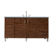  Metropolitan 60'' Single Vanity in American Walnut with 3cm (1-3/8'') Thick Cala Blue Quartz Top and Rectangle Undermount Sink