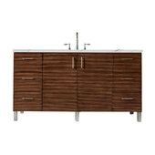  Metropolitan 60'' Single Vanity in American Walnut with 3cm (1-3/8'') Thick Ethereal Noctis Quartz Top and Rectangle Sink