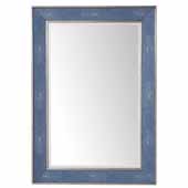  Element 27-1/2'' Wall Mounted, Rectangular Framed Mirror In Silver with Delft Blue, 27-1/2''W x 1-3/4''D x 39-1/2''H