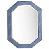  Tangent 30'' Wall Mounted, Hexagonal Framed Mirror In Silver with Delft Blue, 30''W x 1-3/4''D x 41''H
