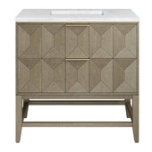  Emmeline 36'' Single Vanity in Pebble Oak w/ 3cm (1-3/8'') Thick Arctic Fall Top, 36'' W x 23-1/2'' D x 37-3/16'' H