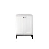  Chianti 24'' W Single Vanity Cabinet in Glossy White Finish with Matte Black Accents, 23-5/8'' W x 18-1/8'' D x 33-1/2'' H