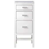  Addison 15'' W Base Cabinet with 3 Drawers, Glossy White and 3cm (1-3/8'') Thick Carrara Marble Top