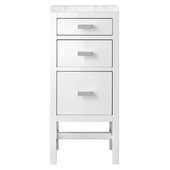  Addison 15'' W Base Cabinet with 3 Drawers, Glossy White and 3cm (1-3/8'') Thick Eternal Jasmine Pearl Quartz Top