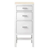  Addison 15'' W Base Cabinet with 3 Drawers, Glossy White and 3cm (1-3/8'') Thick Eternal Marfil Top