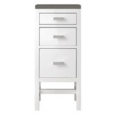  Addison 15'' W Base Cabinet with 3 Drawers, Glossy White and 3cm (1-3/8'') Thick Grey Expo Quartz Top