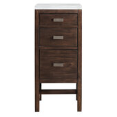  Addison 15'' W Base Cabinet with 3 Drawers, Mid Century Acacia and 3cm (1-3/8'') Thick Arctic Fall Solid Surface Top