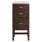  Addison 15'' W Base Cabinet with 3 Drawers, Mid Century Acacia and 3cm (1-3/8'') Thick Carrara Marble Top