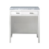  Addison 30'' Free-Standing Countertop Unit (Makeup Counter) in Glossy White with 3cm (1-3/8'') Thick Carrara Marble Top