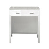  Addison 30'' Free-Standing Countertop Unit (Makeup Counter) in Glossy White with 3cm (1-3/8'') Thick Eternal Serena Top