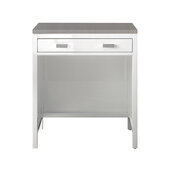  Addison 30'' Free-Standing Countertop Unit (Makeup Counter) in Glossy White with 3cm (1-3/8'') Thick Grey Expo Quartz Top