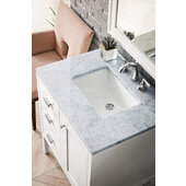  Addison 30'' W Single Vanity Set in Glossy White Finish with 3cm (1-3/8'') Thick Carrara White Top and One (1) Sink, 29-7/8'' W x 23-3/8'' D x 34-1/2'' H