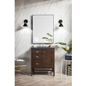  Addison 30'' W Single Vanity Set in Mid Century Acacia Finish with 3cm (1-3/8'') Thick Charcoal Soapstone Quartz Top and One (1) Sink, 29-7/8'' W x 23-3/8'' D x 34-1/2'' H