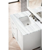  Addison 36'' W Single Vanity Set in Glossy White Finish with 3cm (1-3/8'') Thick Arctic Fall Solid Surface Top and One (1) Sink, 35-7/8'' W x 23-3/8'' D x 34-1/2'' H