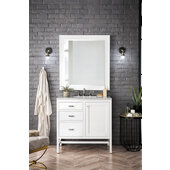  Addison 36'' W Single Vanity Set in Glossy White Finish with 3cm (1-3/8'') Thick Eternal Jasmine Pearl Quartz Top and One (1) Sink, 35-7/8'' W x 23-3/8'' D x 34-1/2'' H