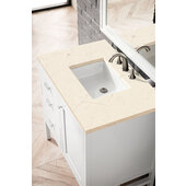  Addison 36'' W Single Vanity Set in Glossy White Finish with 3cm (1-3/8'') Thick Eternal Marfil Top and One (1) Sink, 35-7/8'' W x 23-3/8'' D x 34-1/2'' H