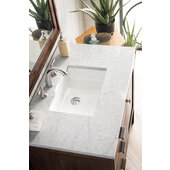  Addison 36'' W Single Vanity Set in Mid Century Acacia Finish with 3cm (1-3/8'') Thick Eternal Jasmine Pearl Quartz Top and One (1) Sink, 35-7/8'' W x 23-3/8'' D x 34-1/2'' H