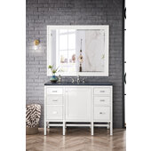  Addison 48'' W Single Vanity Set in Glossy White Finish with 3cm (1-3/8'') Thick Charcoal Soapstone Quartz Top and One (1) Sink, 47-7/8'' W x 23-3/8'' D x 34-1/2'' H