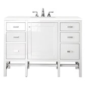  Addison 48'' Single Vanity Cabinet in Glossy White w/ 3cm (1-3/8'') Thick White Zeus Quartz Top, 48'' W x 23-1/2'' D x 35-1/2'' H