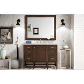  Addison 48'' W Single Vanity Set in Mid Century Acacia Finish with 3cm (1-3/8'') Thick Carrara White Top and One (1) Sink, 47-7/8'' W x 23-3/8'' D x 34-1/2'' H