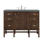  Addison 48'' Single Vanity Cabinet in Mid Century Acacia with 3cm (1-3/8'') Thick Cala Blue Quartz Top and Rectangle Sink