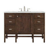  Addison 48'' Single Vanity Cabinet in Mid Century Acacia with 3cm (1-3/8'') Thick Ethereal Noctis Quartz Top and Rectangle Sink