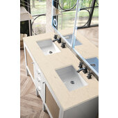  Addison 60'' W Double Vanity Set in Glossy White Finish with 3cm (1-1/5'') Thick Eternal Marfil Top and Two (2) Sinks, 59-7/8'' W x 23-3/8'' D x 34-1/2'' H