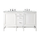  Addison 60'' Double Vanity Cabinet in Glossy White with 3cm (1-3/8'') Thick Ethereal Noctis Top and Rectangle Undermount Sinks
