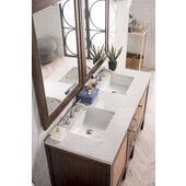  Addison 60'' W Double Vanity Set in Mid Century Acacia Finish with 3cm (1-3/8'') Thick Eternal Jasmine Pearl Quartz Top and Two (2) Sinks, 59-7/8'' W x 23-3/8'' D x 34-1/2'' H