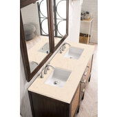  Addison 60'' W Double Vanity Set in Mid Century Acacia Finish with 3cm (1-3/8'') Thick Eternal Serena Top and Two (2) Sinks, 59-7/8'' W x 23-3/8'' D x 34-1/2'' H