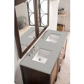  Addison 60'' W Double Vanity Set in Mid Century Acacia Finish with 3cm (1-3/8'') Thick Eternal Marfil Top and Two (2) Sinks, 59-7/8'' W x 23-3/8'' D x 34-1/2'' H