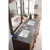  Addison 60'' W Double Vanity Set in Mid Century Acacia Finish with 3cm (1-3/8'') Thick Grey Expo Quartz Top and Two (2) Sinks, 59-7/8'' W x 23-3/8'' D x 34-1/2'' H