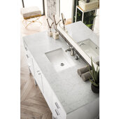  Addison 60'' W Single Vanity Set in Glossy White Finish with 3cm (1-1/5'') Thick Carrara White Top and One (1) Sink, 59-7/8'' W x 23-3/8'' D x 34-1/2'' H