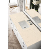  Addison 60'' W Single Vanity Set in Glossy White Finish with 3cm (1-3/8'') Thick Eternal Marfil Top and One (1) Sink, 59-7/8'' W x 23-3/8'' D x 34-1/2'' H