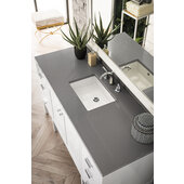  Addison 60'' W Single Vanity Set in Glossy White Finish with 3cm (1-3/8'') Thick Grey Expo Quartz Top and One (1) Sink, 59-7/8'' W x 23-3/8'' D x 34-1/2'' H