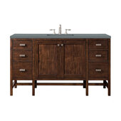  Addison 60'' Single Vanity Cabinet in Mid Century Acacia with 3cm (1-3/8'') Thick Cala Blue Quartz Top and Rectangle Sink