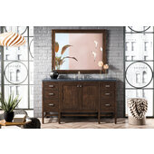  Addison 60'' W Single Vanity Set in Mid Century Acacia Finish with 3cm (1-3/8'') Thick Charcoal Soapstone Quartz Top and One (1) Sink, 59-7/8'' W x 23-3/8'' D x 34-1/2'' H